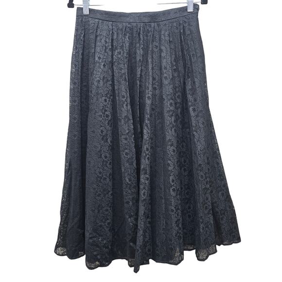SOLO Midi Skirt Womens 12 Black Lace Whimsy Goth Romantic Capsule Minimalist - Picture 2 of 13